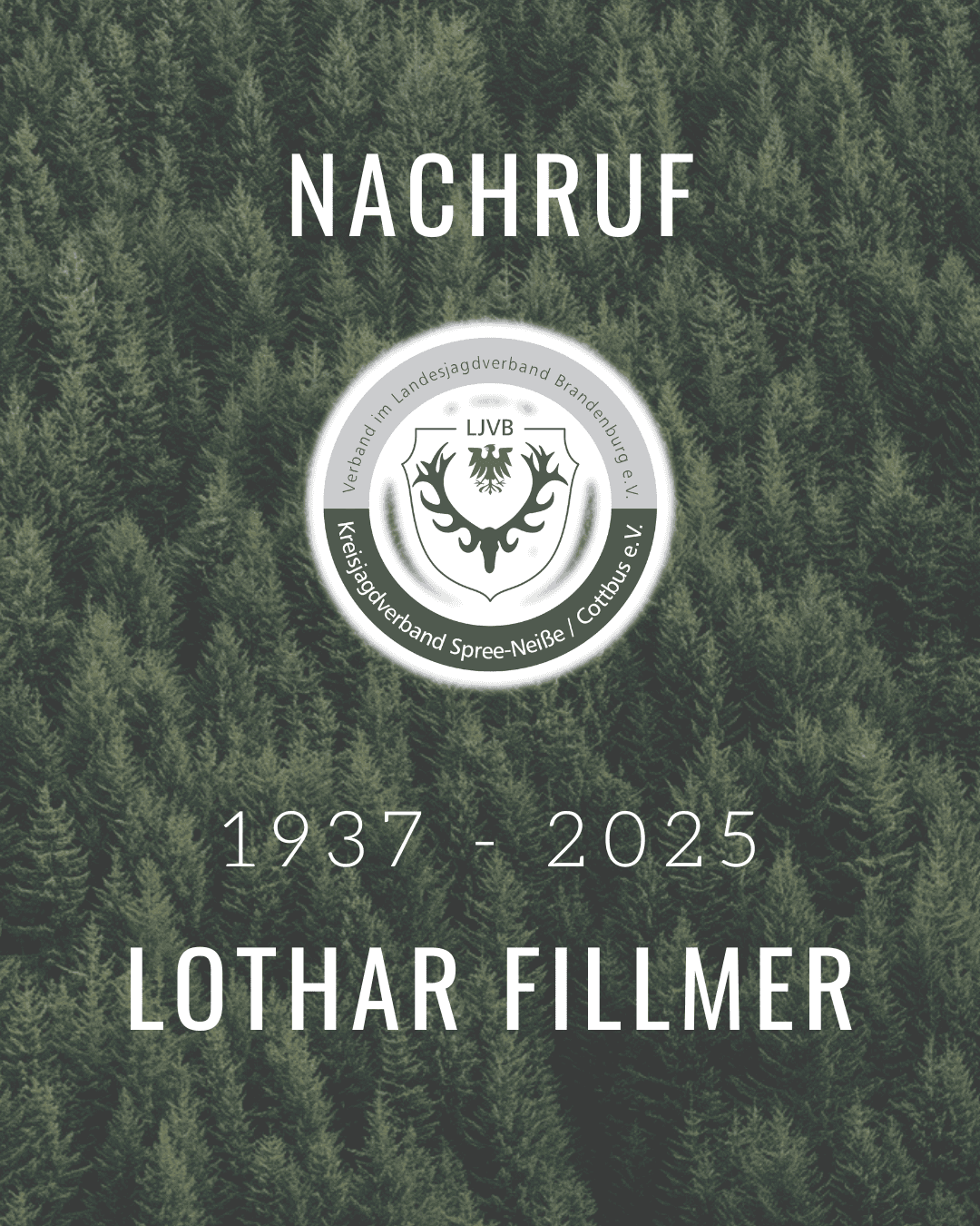 Nachruf zum Ableben von Weidgenossen Lothar Fillmer